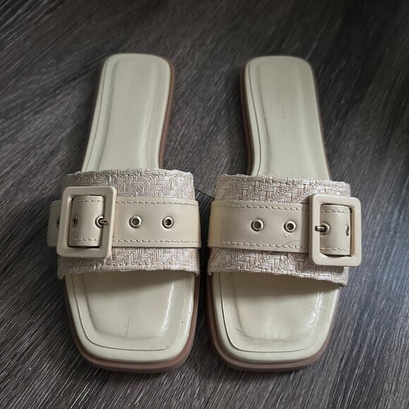 NWT By Anthropologie 7.5 Buckle Slide Sandals - Picture 1 of 6